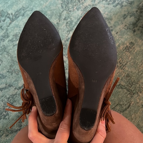 Bebe brown suede fringe boot - Picture 3 of 4